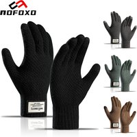 AliExpress nofoxo NOFOXO Winter Full Finger Warm Knit Thermal Gloves Wool Touchscreen Cashmere Gloves Thicken Soft Elastic Outdoor Cycling Men