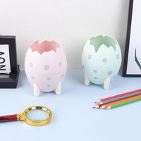 Cartoon Dinosaur Egg Pen Holder - Cute Novelty Pencil Pot Detachable Desktop Ornament School Supplies Kids Gift Organizer