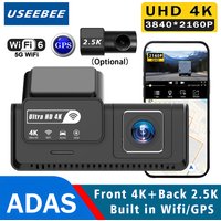 UHD 4K 3840*2160P Dual Lens ADAS Dash Cam with WiFi GPS Mini Car DVR 2.5K Rear Camera Video Drive Recorder Black Box