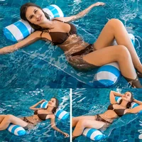 125×70cm Foldable Water Hammock Inflatable Lounge Chair For Swimming Pool Beach Leisure with Net Backrest Portable Floating Bed