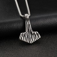 Vnox Stainless Steel Thor's Hammer Pendant Box Chain Necklace, Viking Mjolnir Amulet Jewelry for Men Women, Punk Hip Hop Gift