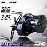 BILLINGS Baitcasting Reel,Digital Control Trolling Fishing Reel-Smart Brake,6+1BB,7.2:1 Gear Ratio,5KG Drag with Drag Clicker
