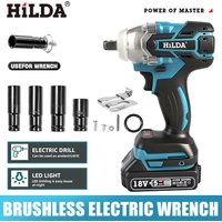 HILDA Electric Impact Wrench Cordless Brushless 18V Bare Tool High Torque Car Tire Repair Auto Mechanics Tool for Makita Battery