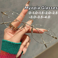 Retro Oval Rahmen Cat Eye Myopie Gläser Frauen Mode Trendy Neue Ultra Licht Blau Licht Blockieren Nahsicht Brillen -2,5