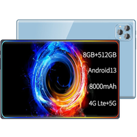 Tablet 4G 5G Pad Pro 8GB RAM 512GB ROM 10,1 Zoll FHD-Display Android 13.0 Dual-SIM-Kartensteckplatz 8000mAh Akku Original-Tablets