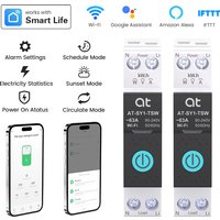 Tuya WiFi Smart Circuit Breaker 63A 1P DIN Rail for Smart Home Wireless Remote Control WiFi Switch by APP metering Breaker