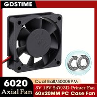 GDSTIME 60mm Fan 24V 12V 5V CPU Cooler PC Computer Case Fan 60MM*20MM Axial Fan 6020 Cooling Fan for 3D Printer Parts Cooling