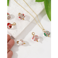 2 PCs 304 Stainless Steel & Resin Christmas Charms Enamel Ball Pendants For Keychains Necklace DIY Jewelry Making 25mm x 12mm