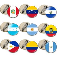 South North American Flag Pin Venezuela Salvador Honduras Nicaragua Guatemala Ecuador Peru Mexico Glass Lapel Pins Bag Brooches