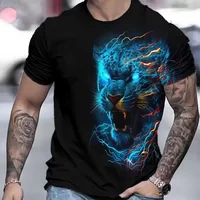 2024 Tiger Pattern Dominating 3d Printed Men's T-shirt Summer New Hot Big Size Loose Comfortable Breathable Street Fashion Top