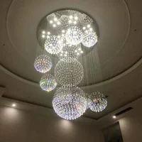 Crystal Chandelier for High Ceiling Modern Spiral Large Raindrop Flush Mount Pendant Light Fixture Living Room 13 Lights Fixture