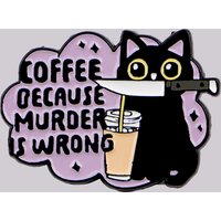Funny Black Cat Enamel Pin Coffee Brooch Pines Lapel Pins Badge on Backpack Clothing Accessories Halloween Jewelry Friends Gifts
