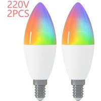 2PCS Smart Light Bulb 220V C37 E14 5W Color Changing Candle LED Light Bulbs Compatible with Alexa Google Home RGB WiFi Bluetooth