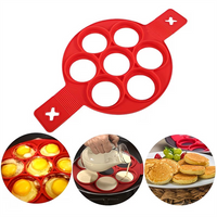Silicone Non-stick pancake Cake Mould -7 round cooking tools, easy to bake and fry, red, kitchen essential, mini pancake maker