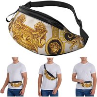 Crossbody Waist Bag Decorative Golden Medallion Baroque Men Women Fanny Pack Travel Running Money Phone Pouch