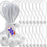 30/10/5PCS Heavy Duty Elastic Ball Bungee Cords with Plastic Hooks for Tent Tarp Tie Down Awning Shelter Car Roof Cargo