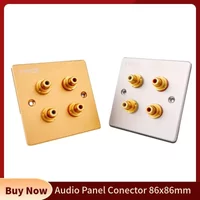 Wall Plate 86x86mm 2 4 Digits Audio Panel With Binding Post RCA Conector Jack Socket Female Terminal Speaker Plug Silver Gold