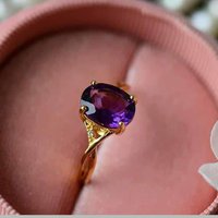 Creative Design Inlaid Amethyst Oval Adjustable Rings For Women Light Luxury Exquisite Party Anniversary Jewelry