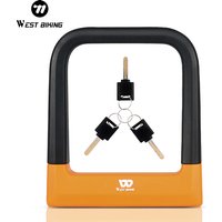 WEST BIKING Bicycle U Lock MTB Road Bike Safety Anti-theft Chain Lock With 3 Keys Motorcycle Cycling Lock Bicycle Accessories