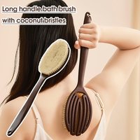 Natural Bristles Bathroom Body Brush with Wooden Long Handle, Exfoliating Massager for Dry Brushing & Shower, Daily Skin Care