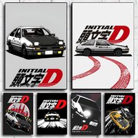 I-Initial D Poster Stickers Mural Painting Self-Adhesive Wall Decals for Bedroom Living Room Home HD Decor Gift