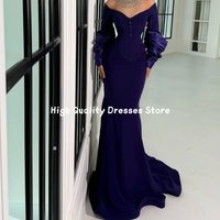 Evening Dresses Elegant Sweetheart Off Shoulder Ruched Satin Sleeve Fitted Corset Long Train Mermaid Formal Outfit Customized
