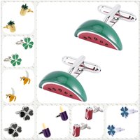 28 Designs Clover Cufflinks Mens Food Cuff Links Free Shipping Banana Leaf Cake Pepper Strawberry Ice Cream Pineapple Watermelon