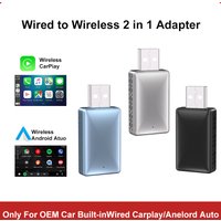 2-in-1 New Wireless CarPlay Adapter Wired to Wireless Dongle for Apple & Android Auto Plug and Play Universal Car Accessory