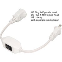 2 Prong Polarized Extension Cord 16AWG On Off Switch Extension Cord Flame Retardant for 1‑15P Male to 1‑15R Female Plug