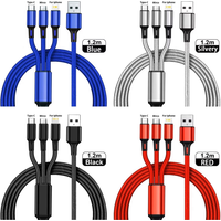 1/2pcs 3 in1 Charging Cable Multi Usb Port USB Fast Charger Type C Micro IOS Charger Mobile Phone Wire For iPhone Huawei Samsung