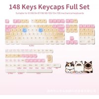 Cute Candy Cat PC Keycaps Glossy Transparent Backlit MAO & MOA Profile Keycaps For Mechanical Keyboard