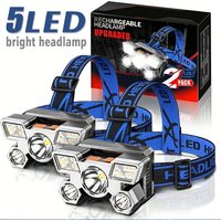 AliExpress Heinast 5 LED Flashlight Rechargeable with Built in Lithium Battery Strong Head Light Camping Adventure Fishing Cycling Headlamp