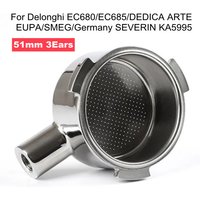51mm Bottomless Portafilter Head with Pressurized 1 2 Cup Filter Basket for Delonghi EC680 EC685 DEDICA ARTE Coffee Machine