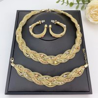 Latest Italian Gold Plated Jewelry Set Woman Large Necklace Dubai Jewelry Wedding Party Jewelry Gift FHK28097