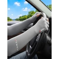 AliExpress NONE Ice Silk Sleeves Women Summer Sun Protection Men Fishing Cycling Breathable Two-Finger Non-Slip Gloves Arm Warmer Driving Sleeve