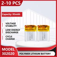 3.7V 95mAh Polymer Lithium LiPo Rechargeable Battery 302020 For Bluetooth headset, beauty instrument, selfie stick, spray, etc