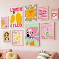 Fashion Girl Dog Vase Flower Lemon Abstract Posters And Prints Wall Art Canvas Painting Picture Hotel Bar For Living Room Decor