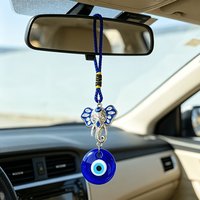 1 Piece of Blue-Eyed Ganesha Rearview Mirror Hanging Ornament for Car Interior Decoration, Room Windowsill, and Door Handle