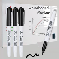 3/12pcs Erasable Black Whiteboard Marker Pens Teaching Supplies for Back to School Office School Stationery Bulk Pack
