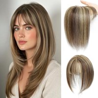 Human Remy Hair Women Hair Wig 12x13cm 25cm Straight Clip In Topper #60 #30 Casual Daily Wholesale Dropship