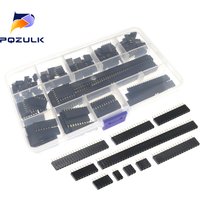 155PCS 2.54mm Single Row Pin Socket Female Header Connector Box 4/6/8/10/12/16/20/40pin PCB Board Combination Kit for Arduino