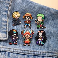 NEW 6pcs One Piece Enamel Pins Set Featuring Luffy Roronoa Zoro Sanji Cartoon Badges for Backpack Brooches Lapel Pin Collection