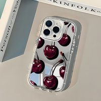 Red Retro Cherry Pattern Mirror Phone Case For iPhone 17 16 15 14 13 12 11 Pro Max 17 Air X XR XS 7 8 Plus Shockproof Back Cover