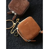 Genuine Leather Jewelry Storage Box, Portable Travel Jewelry Pouch, Compact Carry Bag for Rings and Necklaces