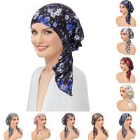 2025 New Muslim Women Soft Turban Hat Headbands Pre-Tied Head Scarf Printed Ladiess Chemo Cap Inner Hijabs Hair Accessories
