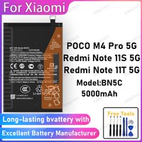 100% New 5000mAh BN5C Battery For XIAOMI POCO M4 Pro 5G/Note 11S 5G/Note 11T 5G Battery Replacement Bateria+Free Tools
