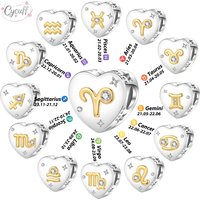 NEW 925 Sterling Silver 12 Constellation Charm Beads Fit 3mm Original Bracelet Necklace Fashion Jewelry Birthday Gifts for Women