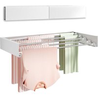 Wall Mounted Folding Clothes Drying Rack with 5/6 Collapsible Rods, Space-Saving Retractable Hanger for Indoor/Outdoor, Bathroom, Balcony