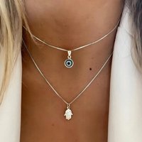 Lucky Double Evil Eye Necklace for Women Chain Turkish Eye Pendant Necklace For Men Party Jewelry Gift
