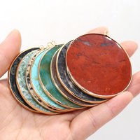 1pc 50mm Round Crystal Gemstone Pendant Natural Stone Rose Quartz Charms for Jewelry Making Supplies DIY Necklace Accessories